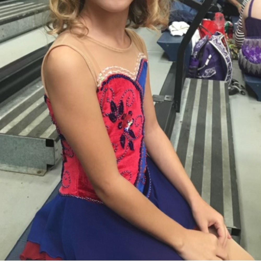 Red and Blue ice skating dress